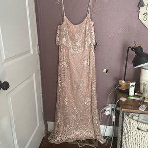 Adriana Papell Sequin Popover Gown